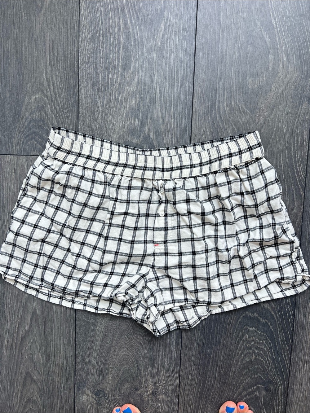 aerie Black & White Plaid Lounge Shorts